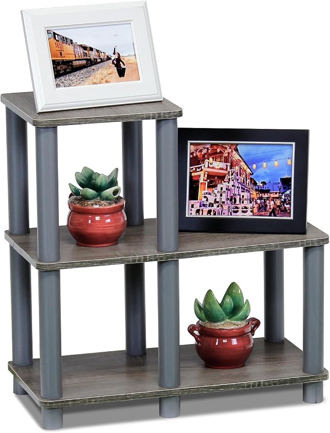 Furinno TURN-N-TUBE Storage Shelves, 2-Tier Ladder Shape Book Shelf - Image 3