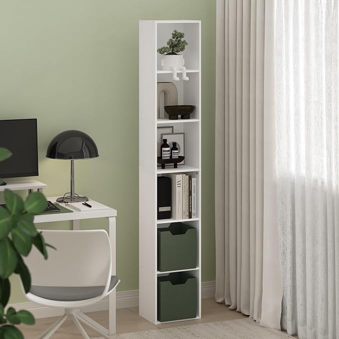 Furinno PASIR Book Shelf, 6-Tier Bookcase, Tall Standing Bookshelf, Open by Furinno-FitsYourSpaceFitsYourBudget