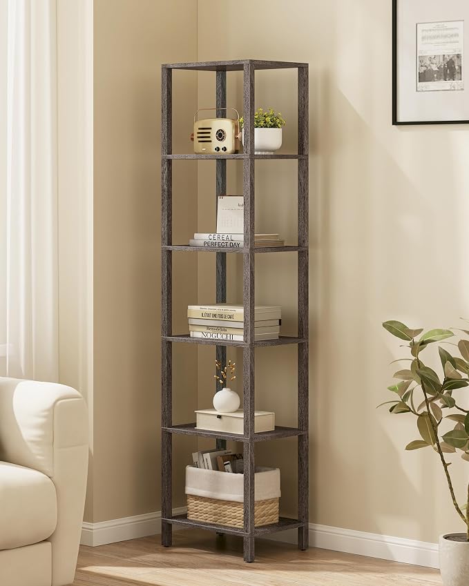 TUTOTAK Bookshelf, 6-Tier Tall Narrow Book Shelf by ChoosetutotakFurnitureBuildYourCozyHome