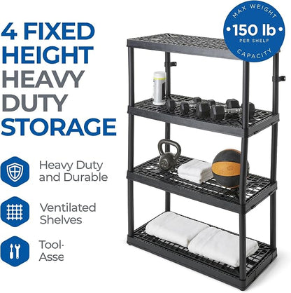 Gracious Living 2 Pack 4 Shelf Fixed Height Ventilated Heavy Duty Storage Unit - Image 4