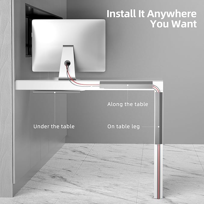YECAYE 94.2 in Cable Management Under Desk, Easy Install Adhesive Mount Cord - Image 3