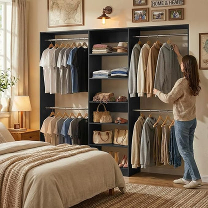 Homieasy Closet System, 4.5-11.5 Ft Expandable Closet Organizer, Walk-in Wood - Image 2