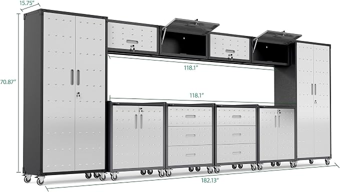 10-Piece Heavy Duty Steel Garage Cabinet System | All-in-One Modular Garage - Image 2