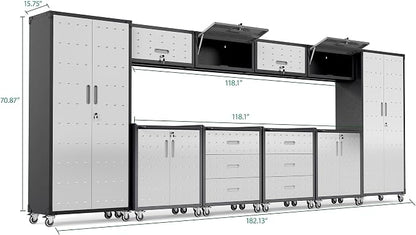 10-Piece Heavy Duty Steel Garage Cabinet System | All-in-One Modular Garage - Image 2