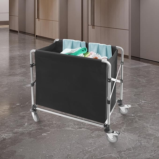 Commercial Laundry Cart with Wheels, Folding Laundry Hamper Cart, Heavy Duty - Image 5