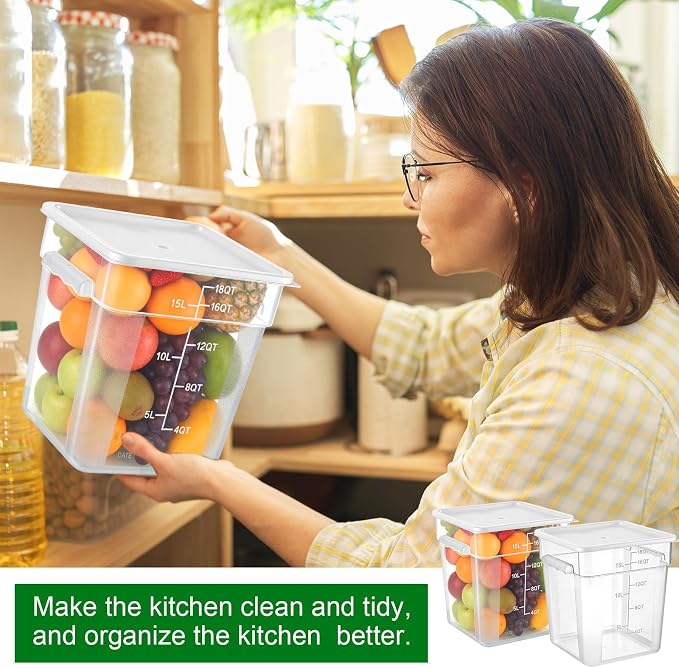 FoldTier 2 Pieces Square Food Storage Containers Polycarbonate Clear food - Image 3