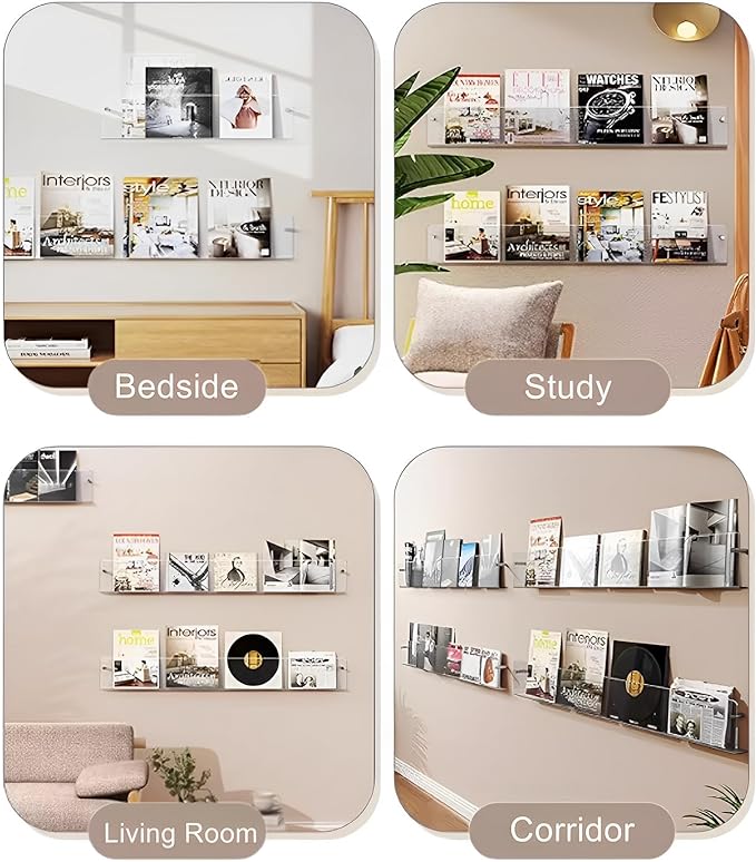 4-Pack 24" Acrylic Magazine Holder Vinyl Records Holder, Display Floating - Image 3