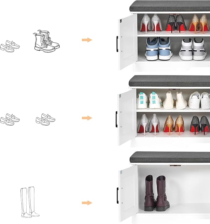 HOMSHO Farmhouse Shoe Storage Bench - Image 7