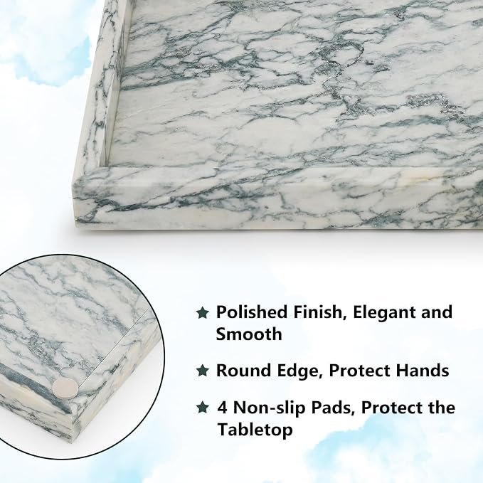 Real Natural Marble Tray for Bathroom, Kitchen and Desktop, Rectangle Genuine - Image 3