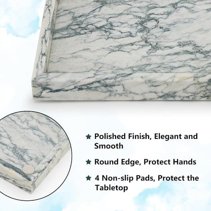 Real Natural Marble Tray for Bathroom, Kitchen and Desktop, Rectangle Genuine - Image 3
