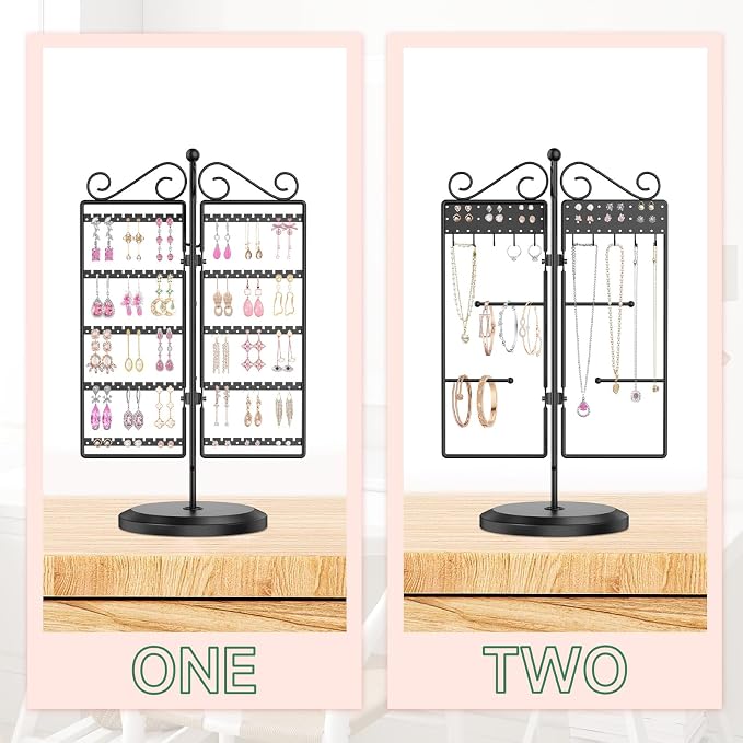 MODOWEY Rotating Jewelry Holder Organizer Stand Earring Display Metal Rack | - Image 3