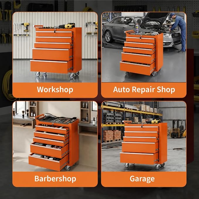 Garvee Rolling Tool Chest, 5 Drawers Tool Storage Cabinet, Toolbox - Image 4