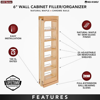 Rev-A-Shelf 6" W x 42" H Pull Out Quad Shelf Organizer - Image 4