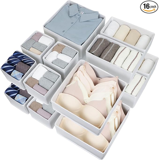 Fordonral 16 Pack Drawer Organizer Clothes, Foldable Fabric Dresser Organizer by Fordonral