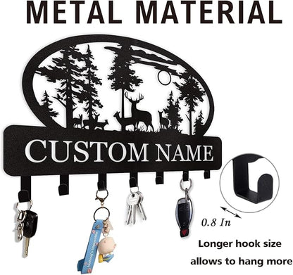 Personalized Key Holder for Wall, Custom Metal Deer Cabin Key Hooks - Image 9