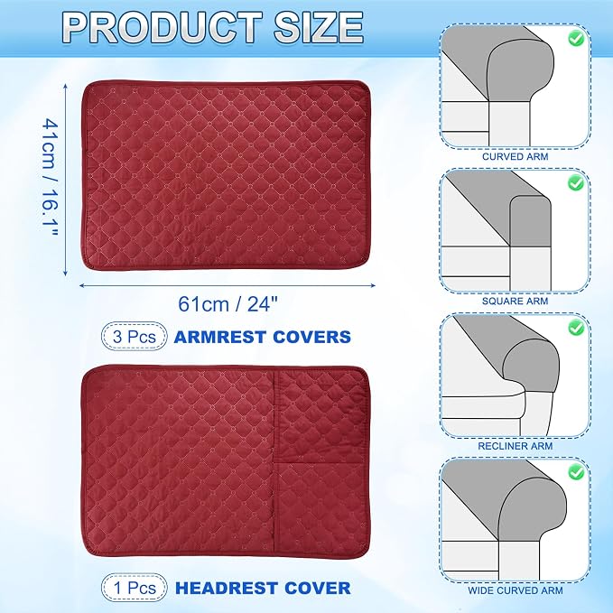 uxcell 4Pcs Sofa Armrest Covers, Armchair Covers - Image 2