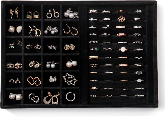 Large Jewelry Organizer for Drawer Insert Velvet Stackable Jewelry Trays for by Unknown