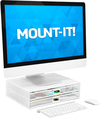 Mount-It! Mesh Computer Monitor Stand Riser Desk Organizer - Image 8