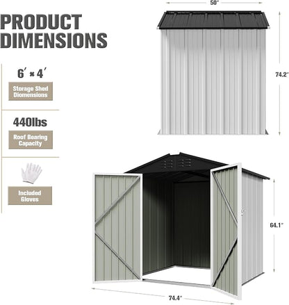 JUMMICO Metal Outdoor Storage Shed 6 x 4 FT Metal Shed - Image 5