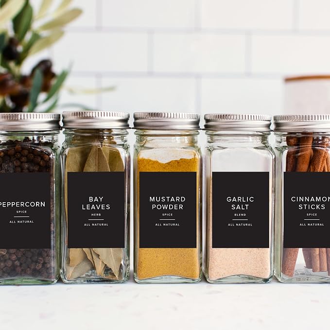 230 Black Spice Labels by ThreeKin | Waterproof & Oil-Resistant Pre-Printed - Image 5