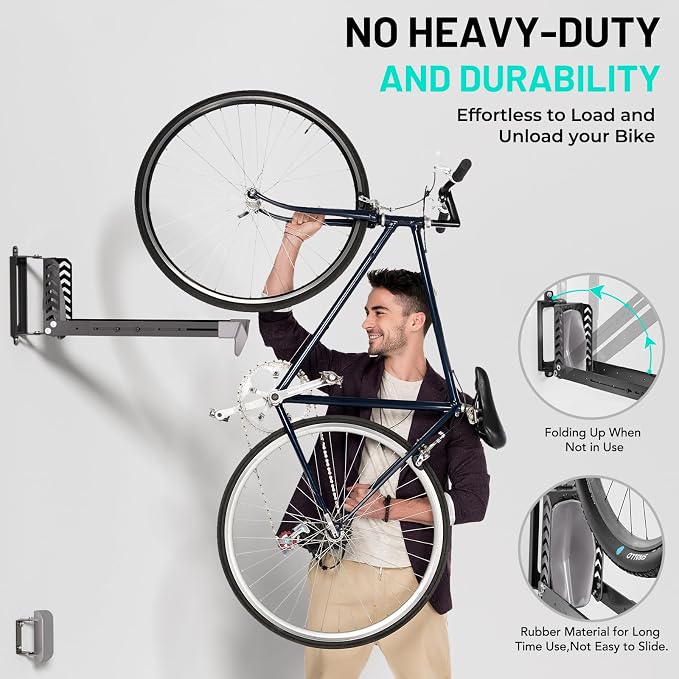 2-Pack Swivel Bike Rack Wall Mount, Bike Hangers - Image 3