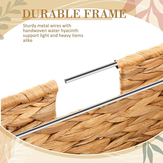 Jingmore Large Decorative Hanging File Box Water Hyacinth Wicker Basket File - Image 6