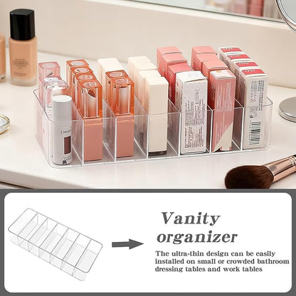 2 Pack Clear Acrylic Makeup Organizers, 7-Section Bathroom Organizer - Image 8