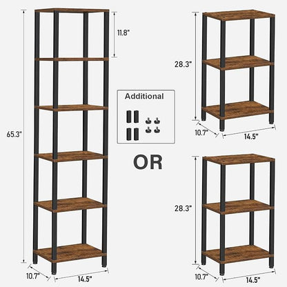 TUTOTAK Bookshelf, 6-Tier Tall Narrow Book Shelf - Image 2