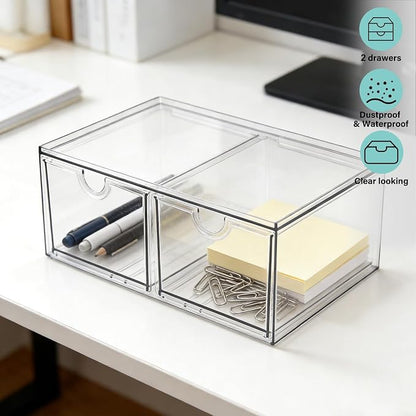Prsildan Stackable Clear Makeup Organizer Acrylic Storage Drawers - Image 7