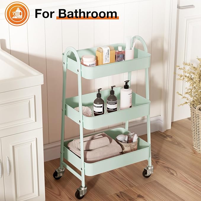 NEWBULIG 3-Tier Metal Rolling Cart - Image 5