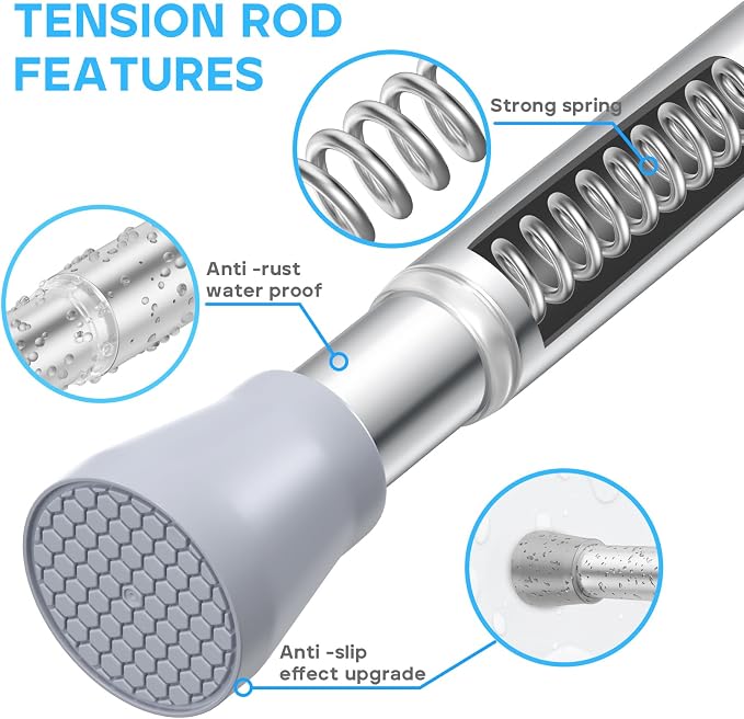 2 Pack Silver Tension Curtain Rod - Image 7