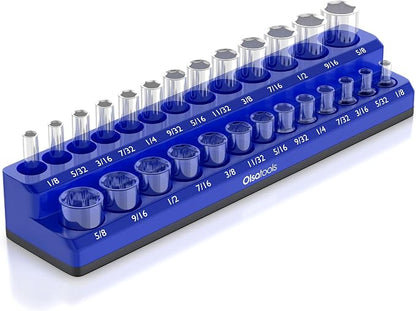 Olsa Tools Magnetic Socket Organizer | 1/4-inch drive | SAE BLUE | Holds 26 by OlsaTools