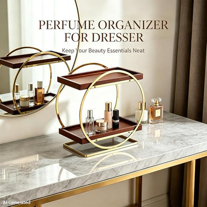 2-Tier Bathroom Counter Organizer, Wood Bathroom Organizer - Image 2