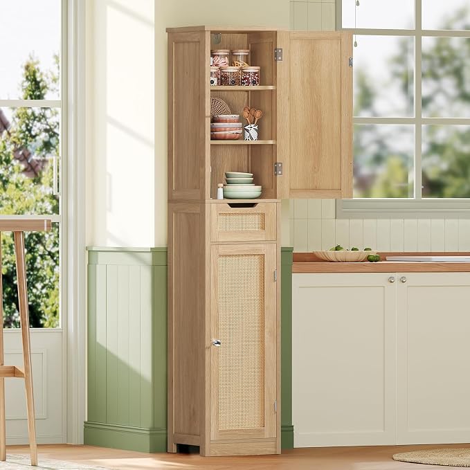 Iwell Tall Bathroom Cabinet, Slim Narrow Storage Cabinet - Image 7