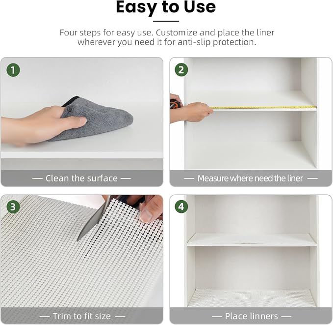 BAGAIL Non-Adhesive Shelf Liner, Thick Strong Grip Drawer Liners - Image 6