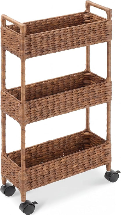 Best Choice Products 3-Tier Slim Water Hyacinth Rolling Nursery Caddy w/Wheels by BestChoiceProducts