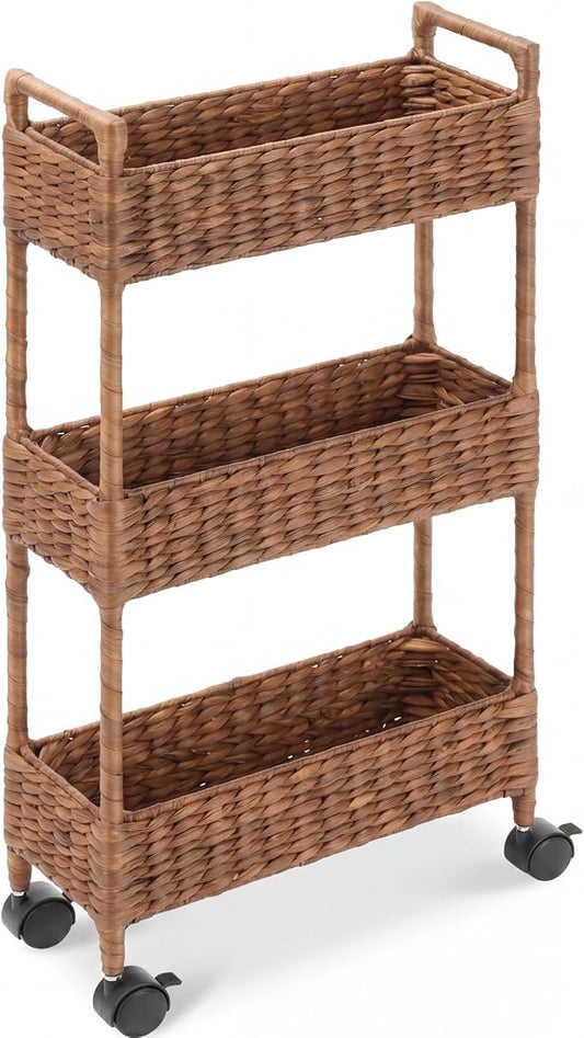 Best Choice Products 3-Tier Slim Water Hyacinth Rolling Nursery Caddy w/Wheels by BestChoiceProducts