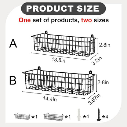 Spice Rack Organizer Wall Mount, 2 Pack Black Seasoning Rack Wire Storage - Image 3