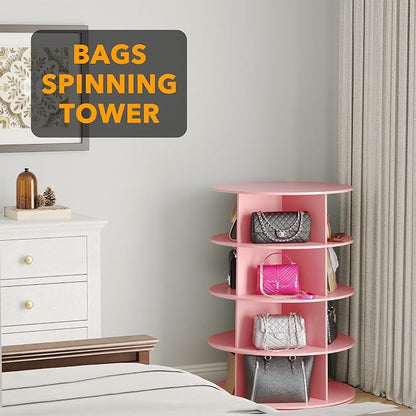 SpaceAid 4 Tier Rotating Shoe Rack Tower, Spinning Shoe Display Lazy Susan - Image 5