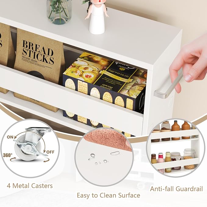 Slim Rolling Storage Cart, 4 Tier Narrow Kitchen Cart - Image 7