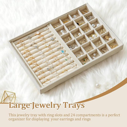 Large Jewelry Organizer for Drawer Insert Velvet Stackable Jewelry Trays for - Image 4