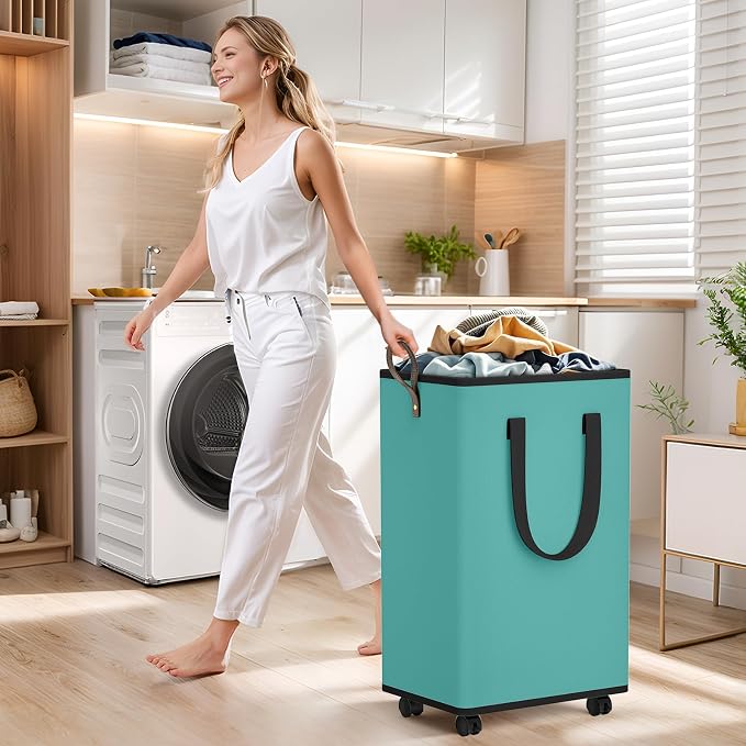 SpaceTrove Laundry Basket with Wheels, Collapsible Laundry Baskets, Laundry - Image 3