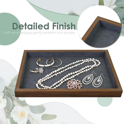 MOOCA 2 Pcs Wooden Jewelry Display Tray, Presentation Tray, Organizer - Image 3