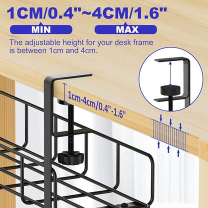 Under Desk Cable Management Tray, 31.5'' No Drill Heavy Duty Steel Cable Tray - Image 4