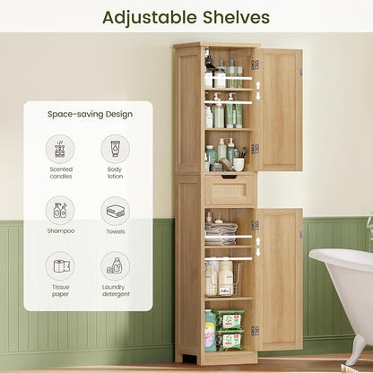 Iwell Tall Bathroom Cabinet, Slim Narrow Storage Cabinet - Image 5