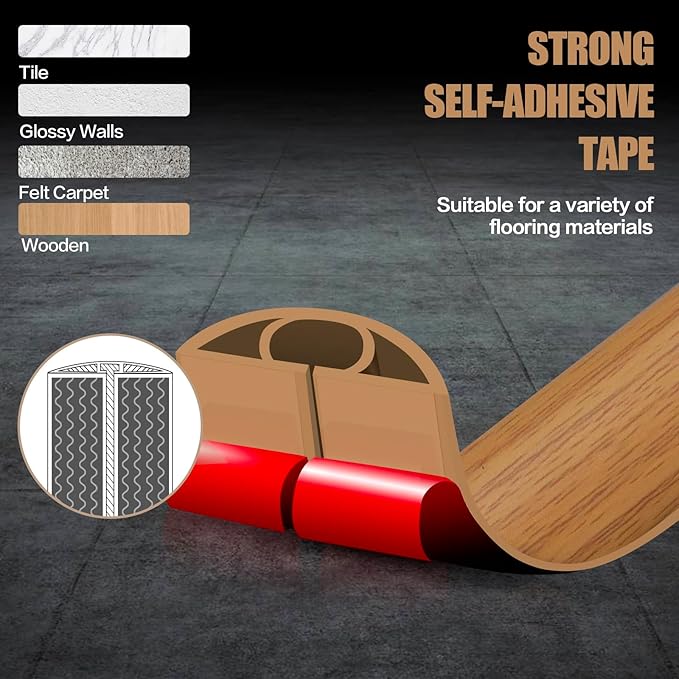 Floor Cord Cover Self Adhesive Cord Hider, 3.3FT Cable Management, Extension - Image 4