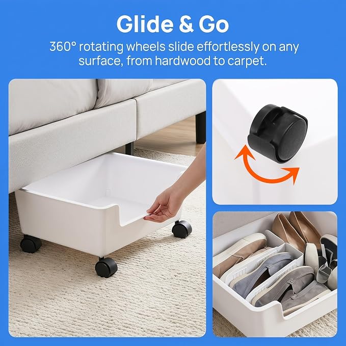 Noamus 3 Pack Under Bed Storage, Underbed Toys Storage Containers - Image 4