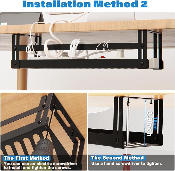 Under Desk Cable Management Tray, 17 in Metal Cable Tray Basket - Image 7