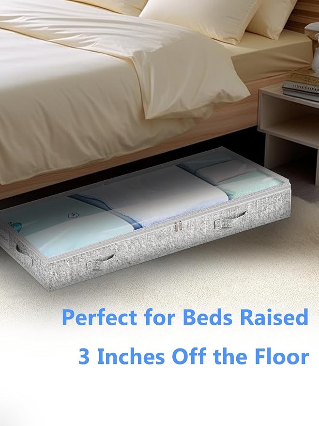 Low Profile Under Bed Storage, 3-Inch High Foldable Underbed Storage Bins - Image 2