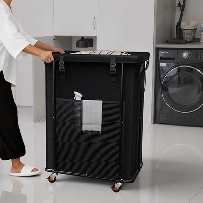 200L Laundry Hamper with Wheels, Rolling Laundry Basket with Metal Frame and - Image 7